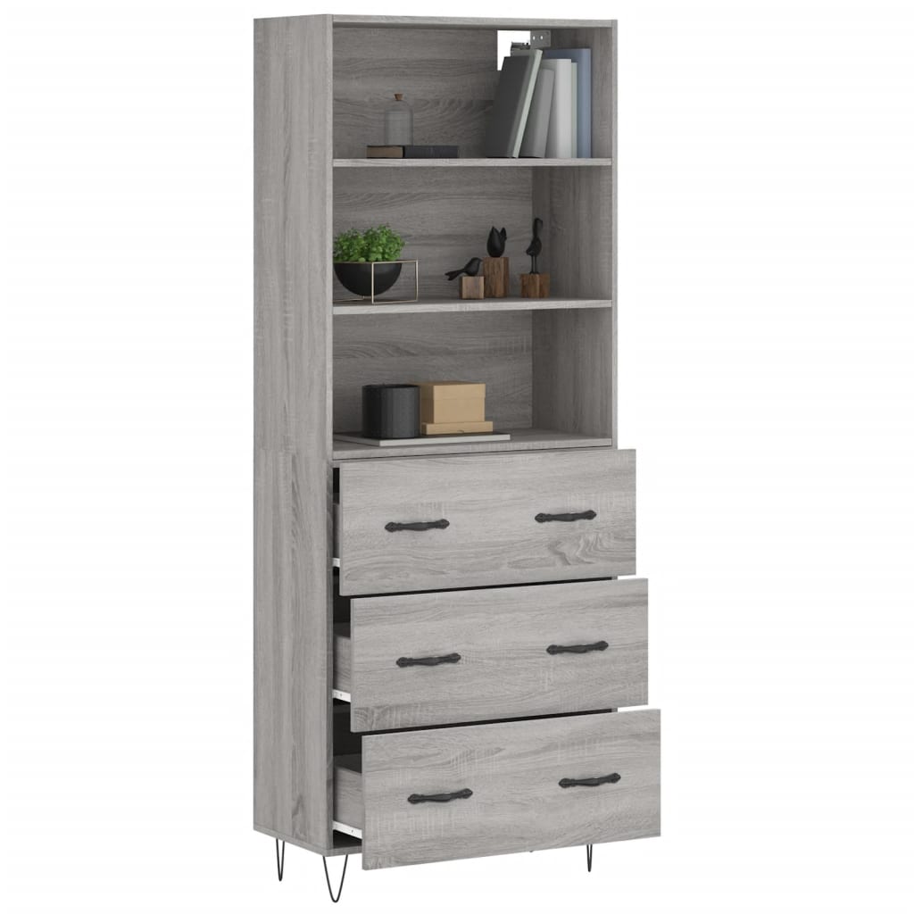 Image Buffet haut Sonoma gris 69,5x34x180 cm Bois d'ingénierie | Xios Store SNC vidaXL Xios Store SNC