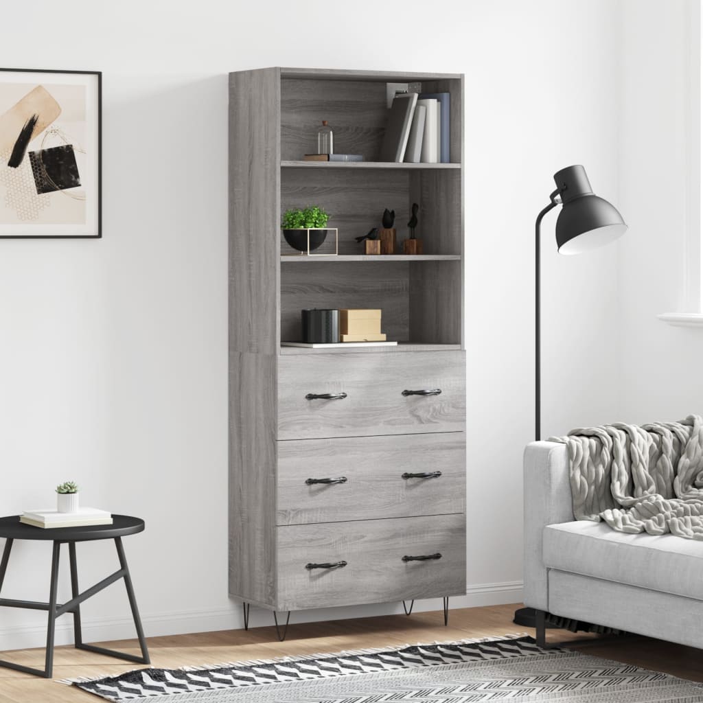 Image Buffet haut Sonoma gris 69,5x34x180 cm Bois d'ingénierie | Xios Store SNC vidaXL Xios Store SNC