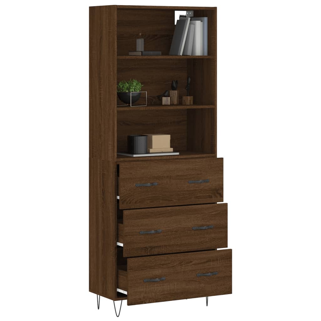 Image Buffet haut Chêne marron 69,5x34x180 cm Bois d'ingénierie | Xios Store SNC vidaXL Xios Store SNC