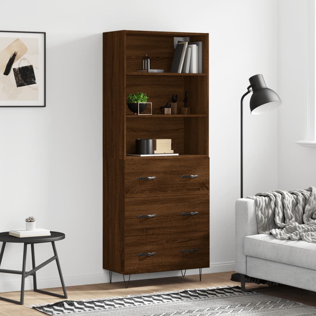 Image Buffet haut Chêne marron 69,5x34x180 cm Bois d'ingénierie | Xios Store SNC vidaXL Xios Store SNC