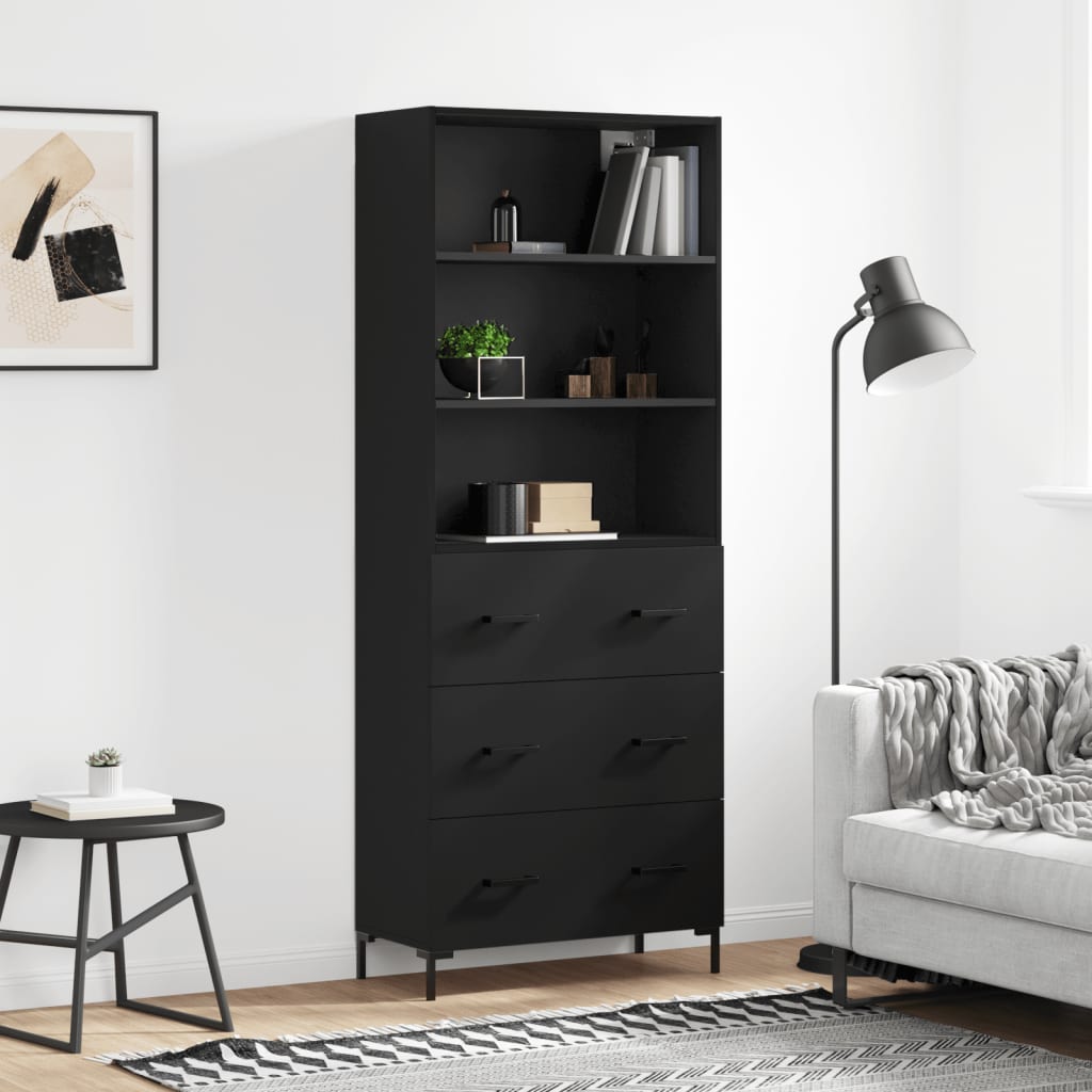 Image Buffet haut Noir 69,5x34x180 cm Bois d'ingénierie | Xios Store SNC vidaXL Xios Store SNC