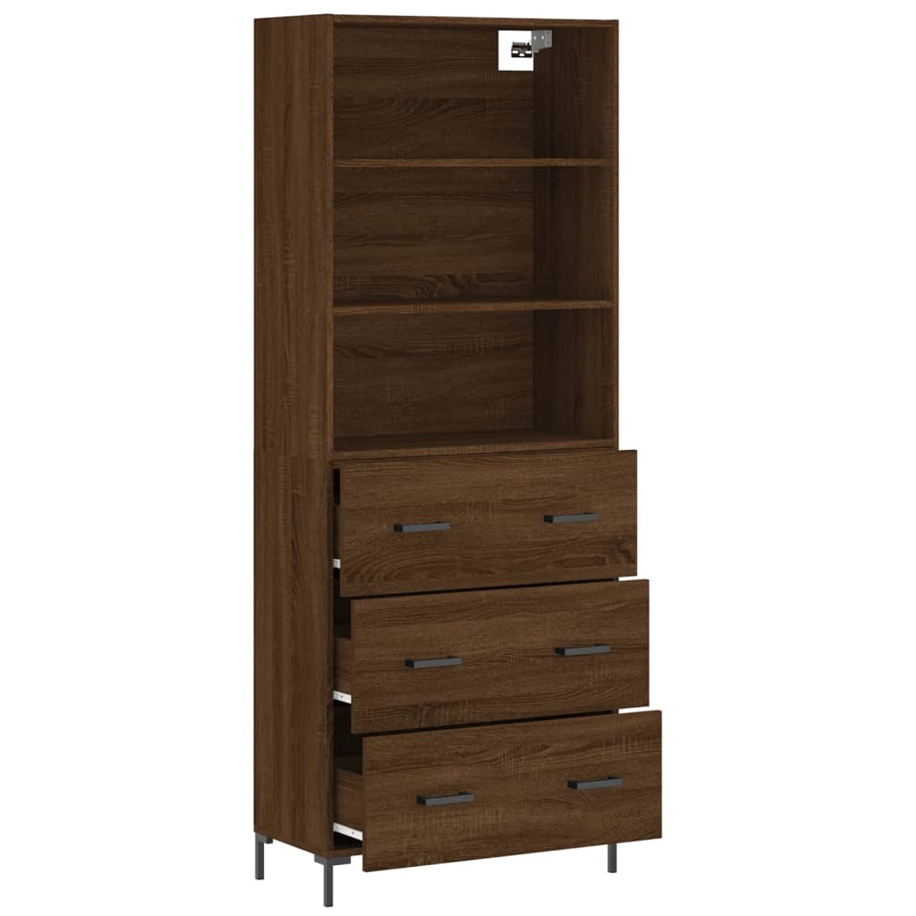 Image Buffet haut Chêne marron 69,5x34x180 cm Bois d'ingénierie | Xios Store SNC vidaXL Xios Store SNC