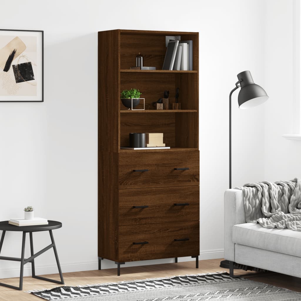 Image Buffet haut Chêne marron 69,5x34x180 cm Bois d'ingénierie | Xios Store SNC vidaXL Xios Store SNC