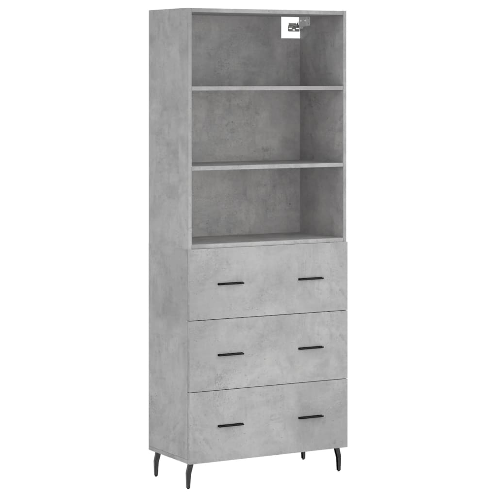 Image Buffet haut Gris béton 69,5x34x180 cm Bois d'ingénierie | Xios Store SNC vidaXL Xios Store SNC