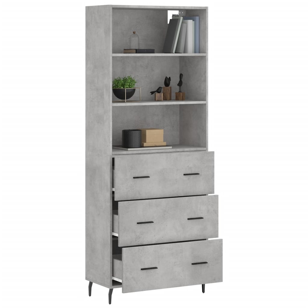 Image Buffet haut Gris béton 69,5x34x180 cm Bois d'ingénierie | Xios Store SNC vidaXL Xios Store SNC