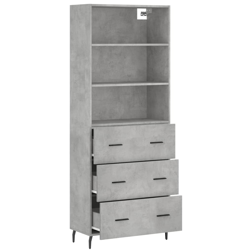 Image Buffet haut Gris béton 69,5x34x180 cm Bois d'ingénierie | Xios Store SNC vidaXL Xios Store SNC