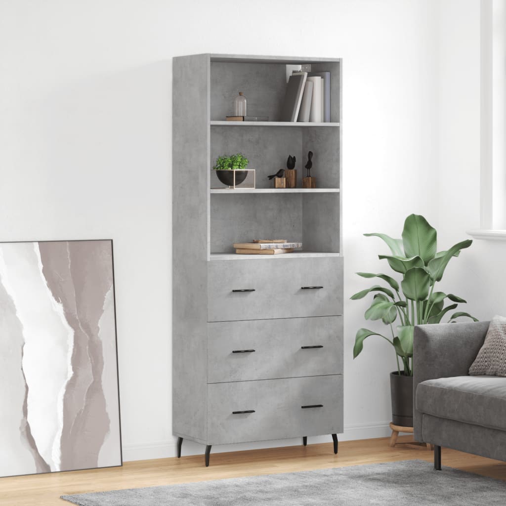 Image Buffet haut Gris béton 69,5x34x180 cm Bois d'ingénierie | Xios Store SNC vidaXL Xios Store SNC