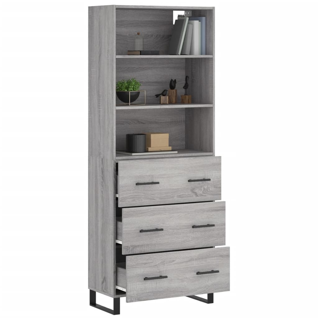 Image Buffet haut Sonoma gris 69,5x34x180 cm Bois d'ingénierie | Xios Store SNC vidaXL Xios Store SNC