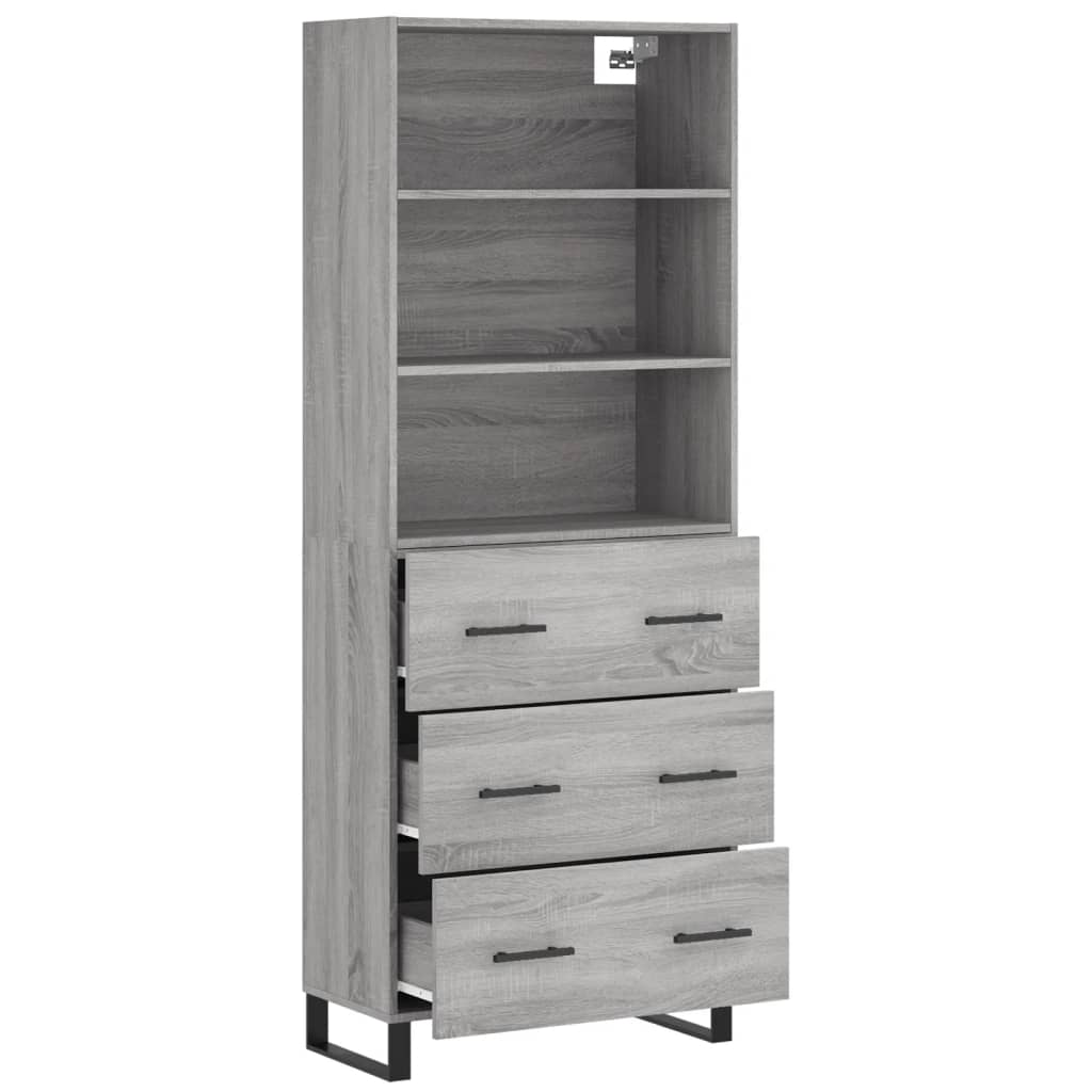 Image Buffet haut Sonoma gris 69,5x34x180 cm Bois d'ingénierie | Xios Store SNC vidaXL Xios Store SNC