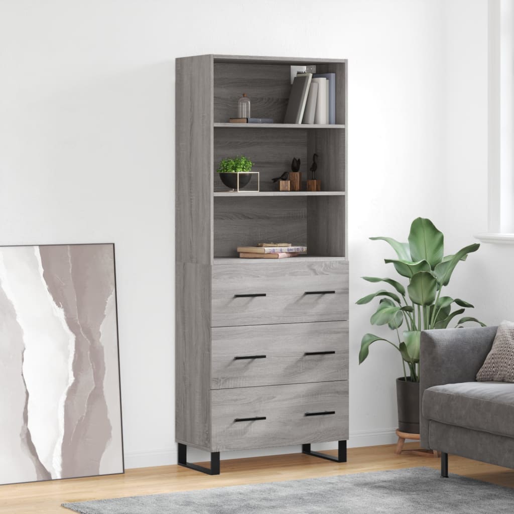 Image Buffet haut Sonoma gris 69,5x34x180 cm Bois d'ingénierie | Xios Store SNC vidaXL Xios Store SNC