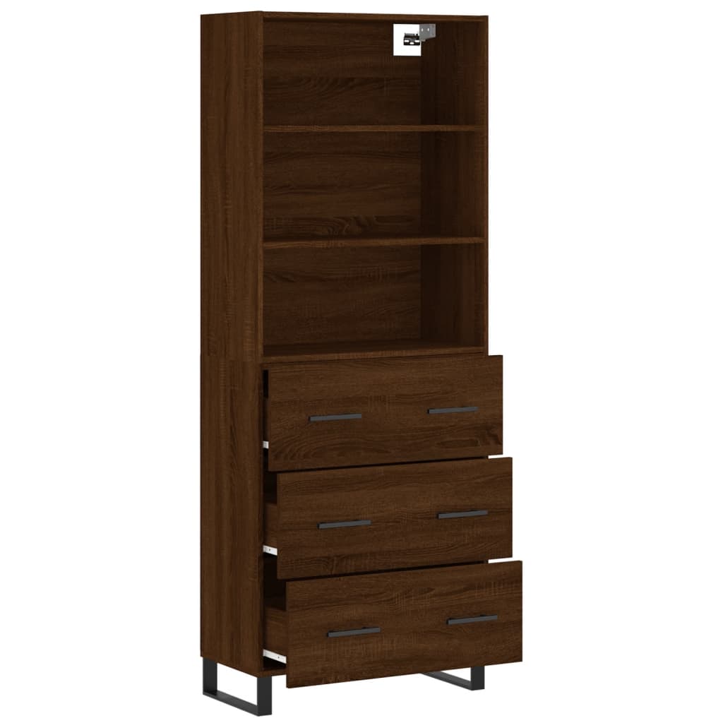 Image Buffet haut Chêne marron 69,5x34x180 cm Bois d'ingénierie | Xios Store SNC vidaXL Xios Store SNC