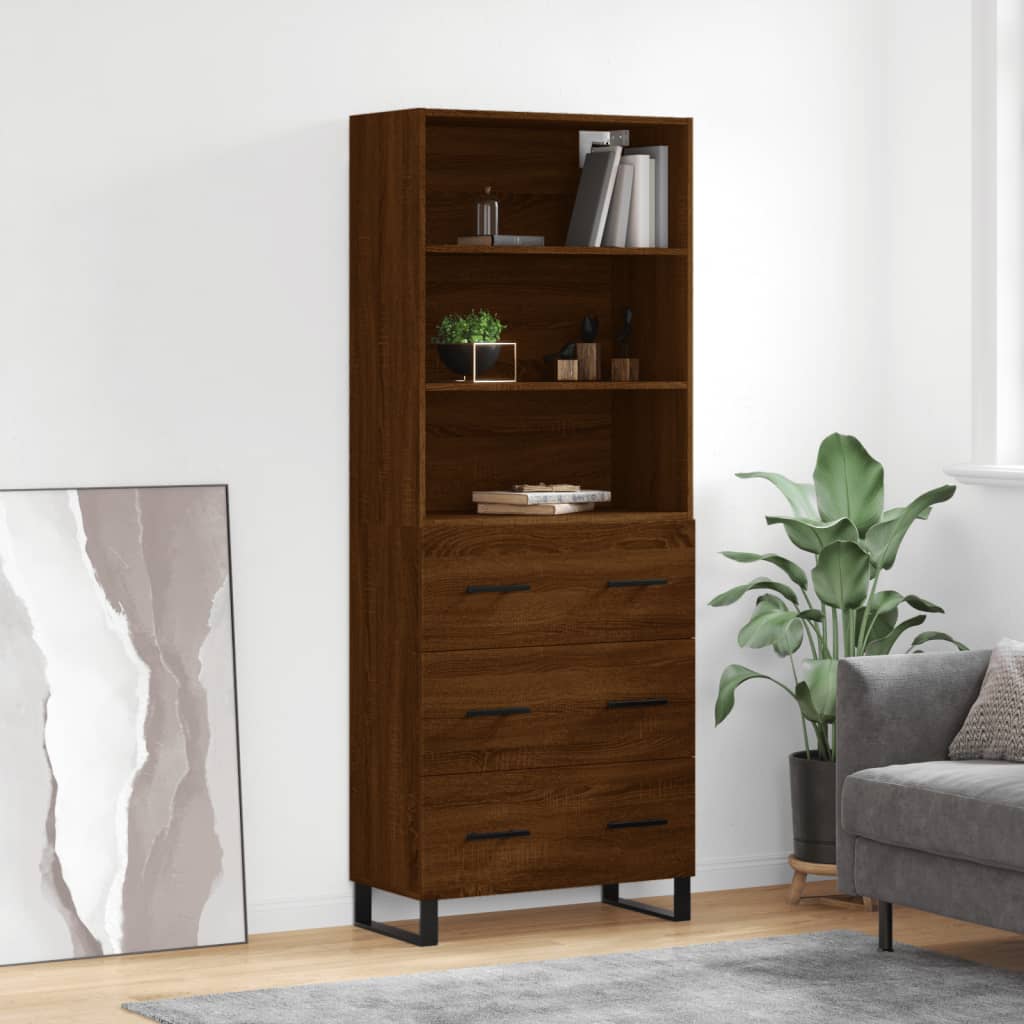 Image Buffet haut Chêne marron 69,5x34x180 cm Bois d'ingénierie | Xios Store SNC vidaXL Xios Store SNC