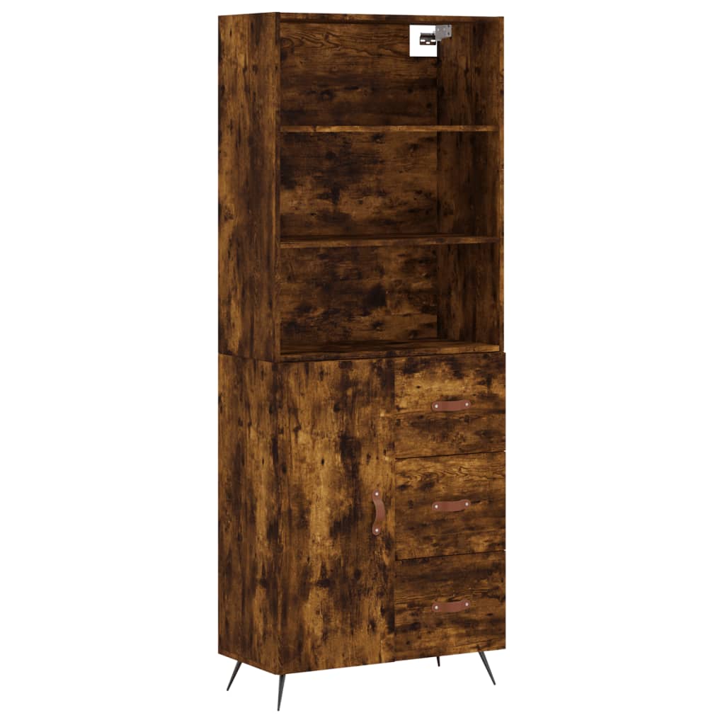 Image Buffet haut Chêne fumé 69,5x34x180 cm Bois d'ingénierie | Xios Store SNC vidaXL Xios Store SNC