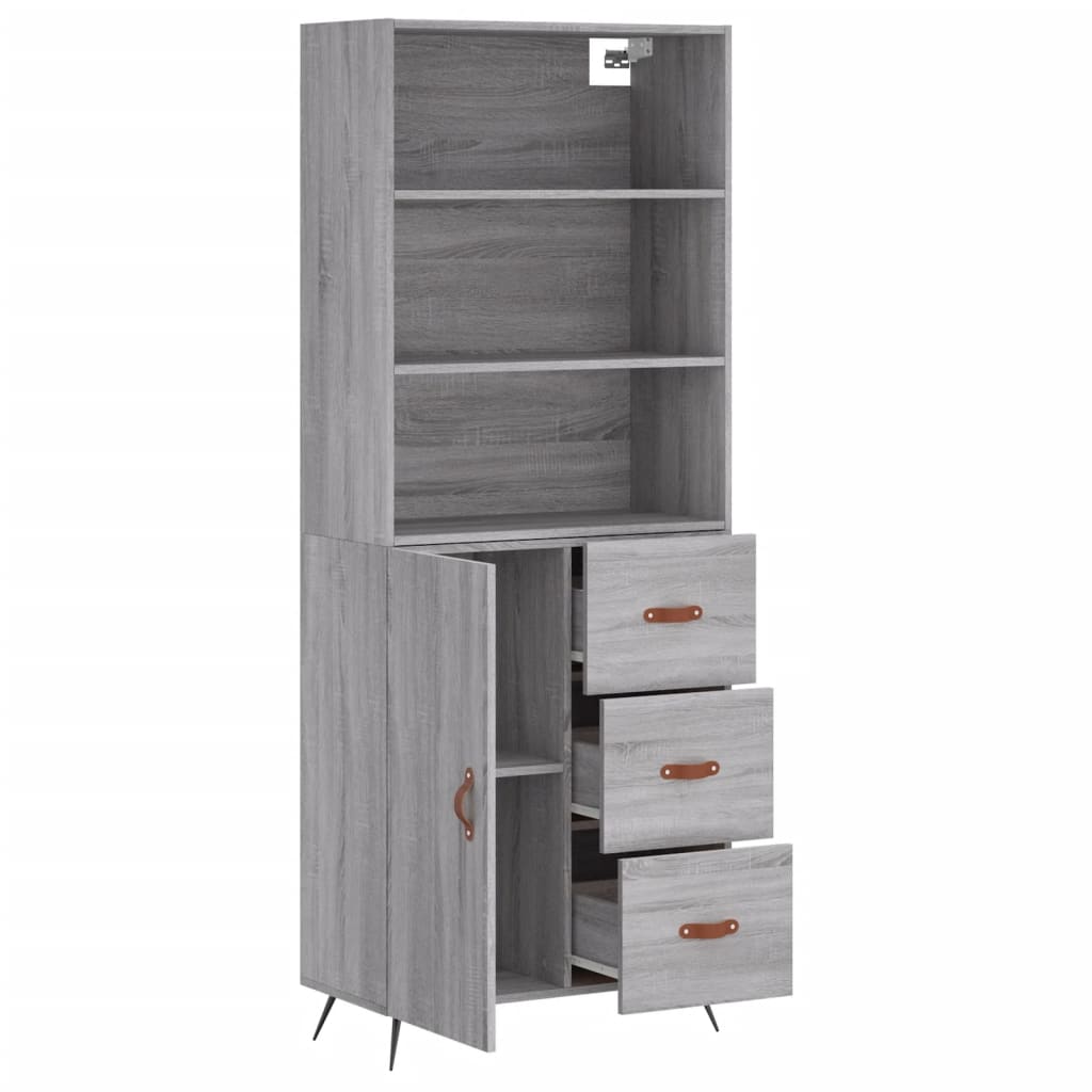 Image Buffet haut Sonoma gris 69,5x34x180 cm Bois d'ingénierie | Xios Store SNC vidaXL Xios Store SNC