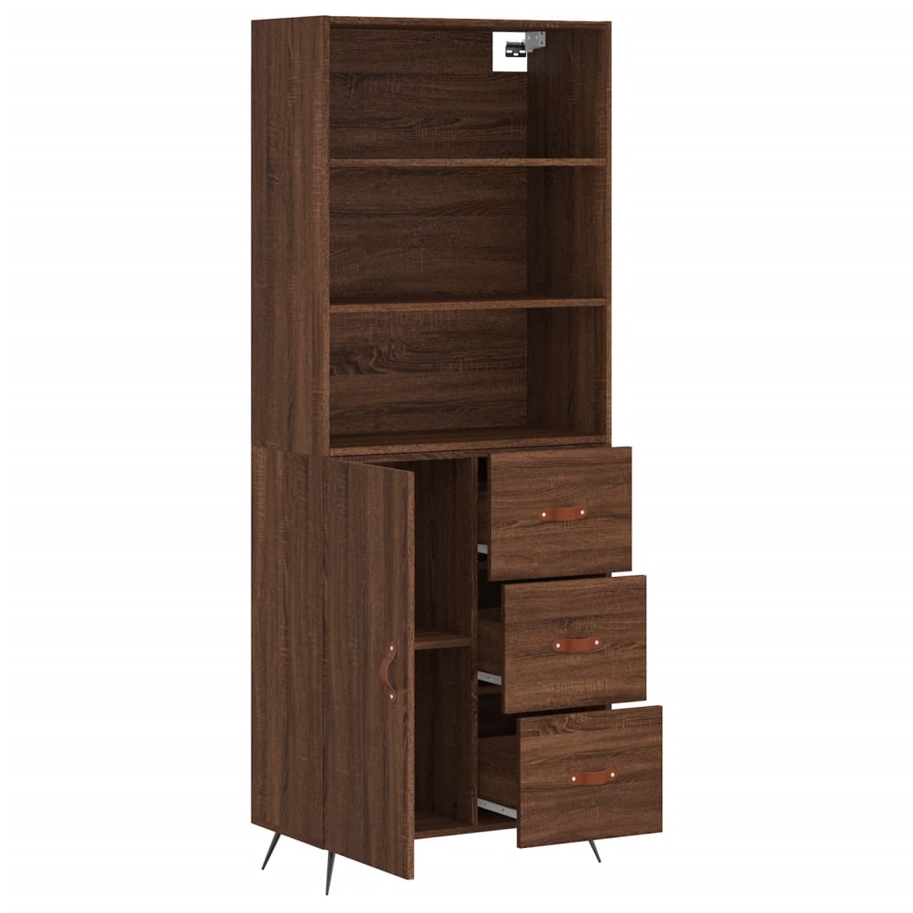 Image Buffet haut Chêne marron 69,5x34x180 cm Bois d'ingénierie | Xios Store SNC vidaXL Xios Store SNC