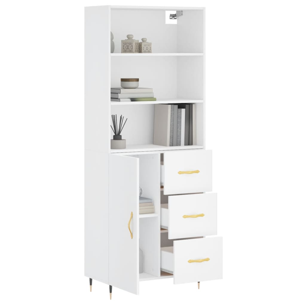 Image Buffet haut Blanc 69,5x34x180 cm Bois d'ingénierie | Xios Store SNC vidaXL Xios Store SNC