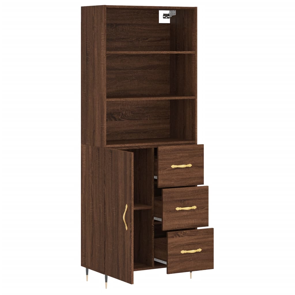 Image Buffet haut Chêne marron 69,5x34x180 cm Bois d'ingénierie | Xios Store SNC vidaXL Xios Store SNC