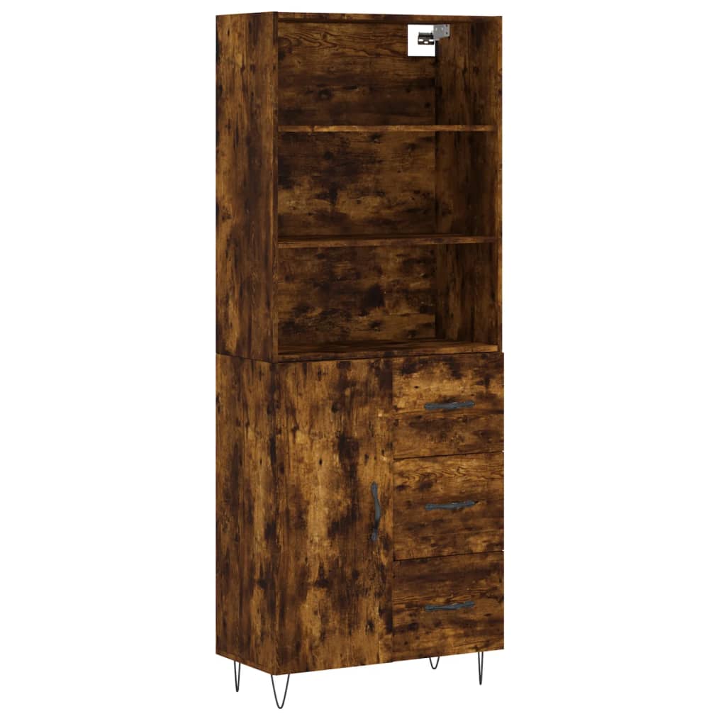 Image Buffet haut Chêne fumé 69,5x34x180 cm Bois d'ingénierie | Xios Store SNC vidaXL Xios Store SNC