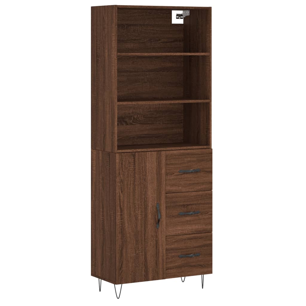 Image Buffet haut Chêne marron 69,5x34x180 cm Bois d'ingénierie | Xios Store SNC vidaXL Xios Store SNC