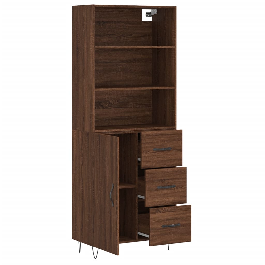 Image Buffet haut Chêne marron 69,5x34x180 cm Bois d'ingénierie | Xios Store SNC vidaXL Xios Store SNC