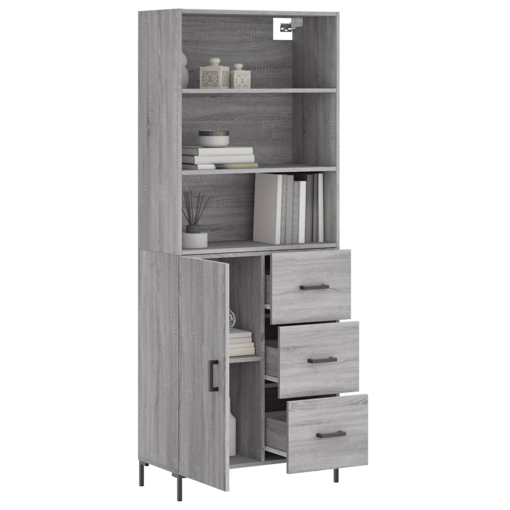 Image Buffet haut Sonoma gris 69,5x34x180 cm Bois d'ingénierie | Xios Store SNC vidaXL Xios Store SNC