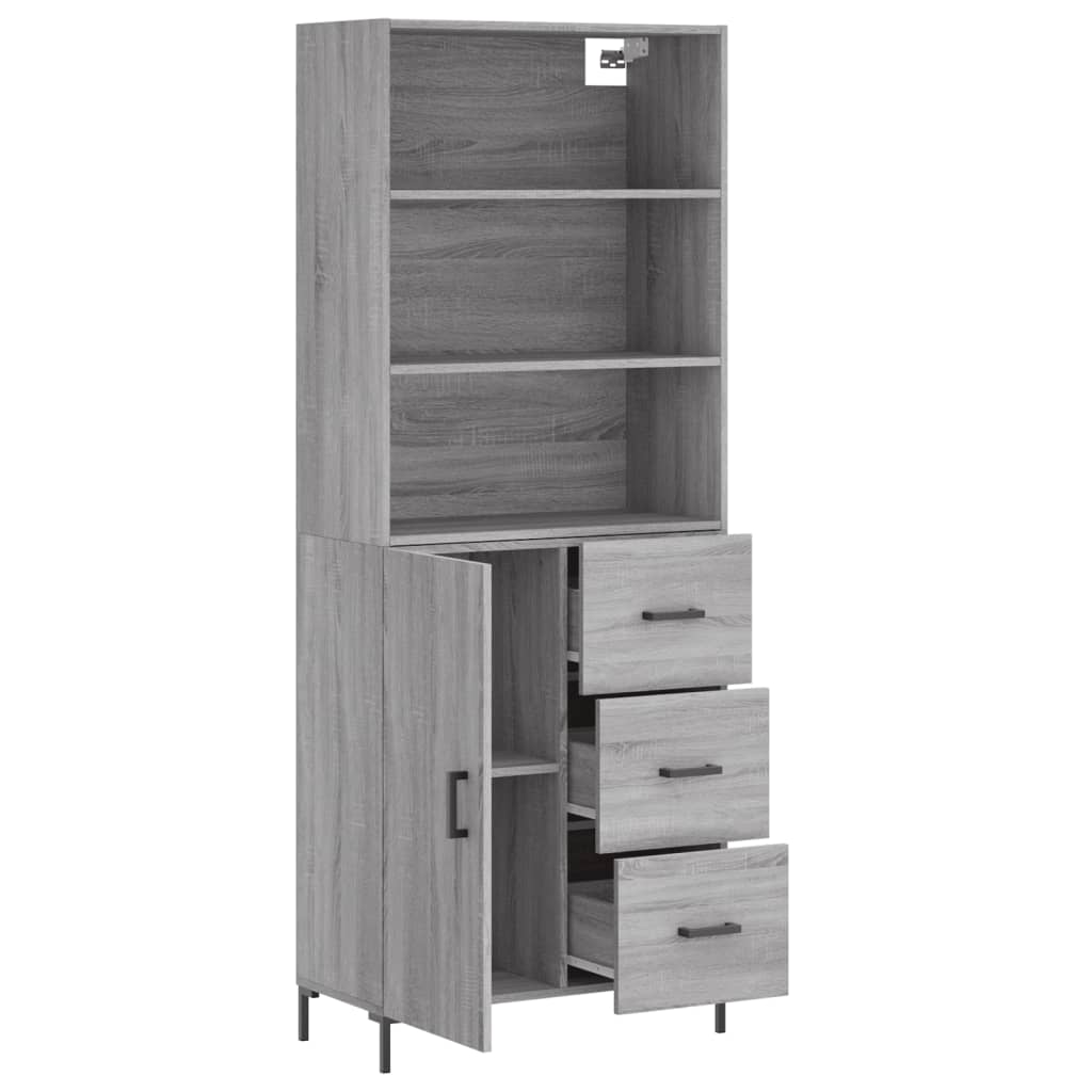 Image Buffet haut Sonoma gris 69,5x34x180 cm Bois d'ingénierie | Xios Store SNC vidaXL Xios Store SNC