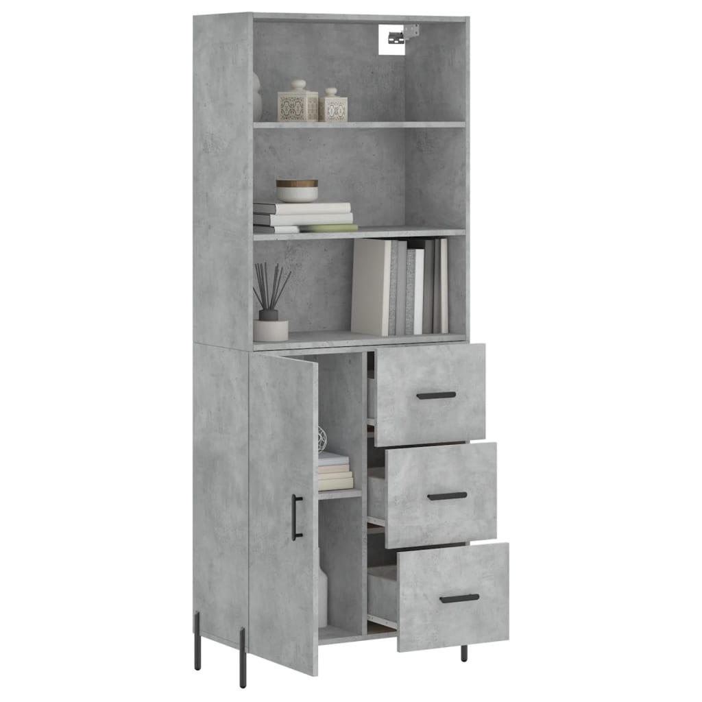 Image Buffet haut Gris béton 69,5x34x180 cm Bois d'ingénierie | Xios Store SNC vidaXL Xios Store SNC