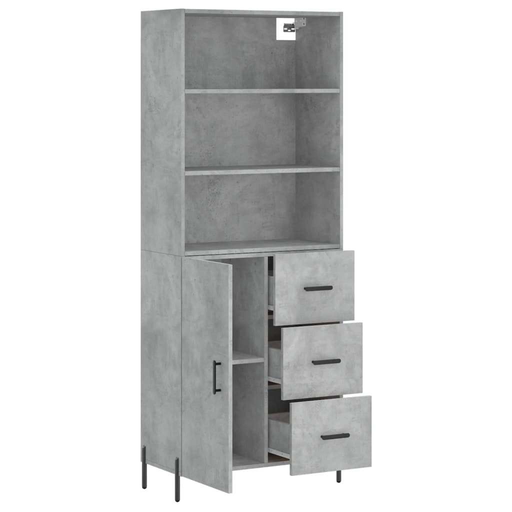 Image Buffet haut Gris béton 69,5x34x180 cm Bois d'ingénierie | Xios Store SNC vidaXL Xios Store SNC