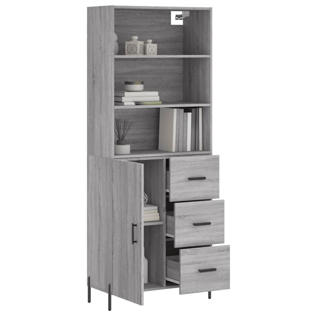 Image Buffet haut Sonoma gris 69,5x34x180 cm Bois d'ingénierie | Xios Store SNC vidaXL Xios Store SNC