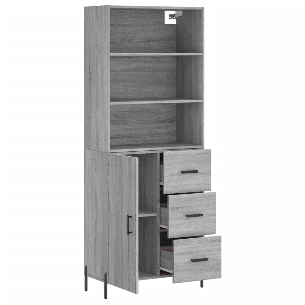 Image Buffet haut Sonoma gris 69,5x34x180 cm Bois d'ingénierie | Xios Store SNC vidaXL Xios Store SNC