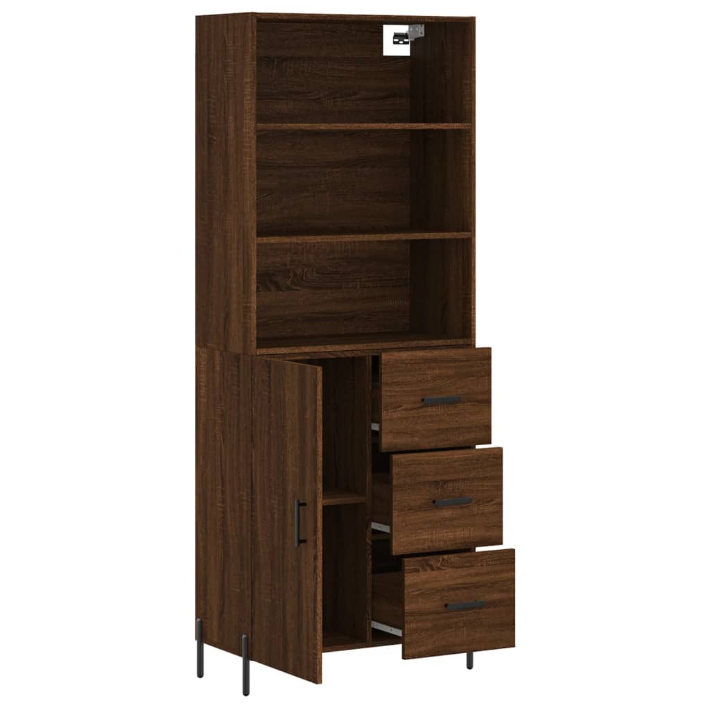 Image Buffet haut Chêne marron 69,5x34x180 cm Bois d'ingénierie | Xios Store SNC vidaXL Xios Store SNC