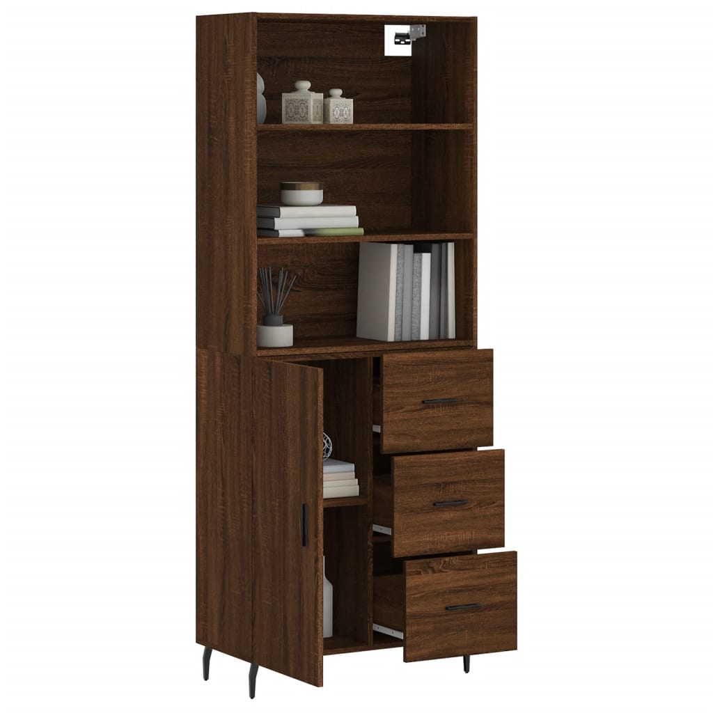 Image Buffet haut Chêne marron 69,5x34x180 cm Bois d'ingénierie | Xios Store SNC vidaXL Xios Store SNC