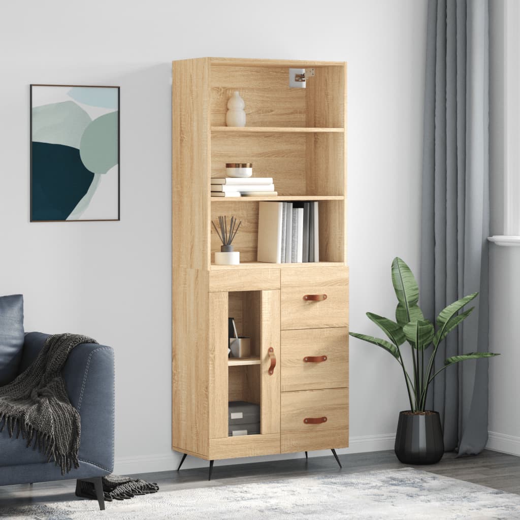 Image Buffet haut Chêne sonoma 69,5x34x180 cm Bois d'ingénierie | Xios Store SNC vidaXL Xios Store SNC