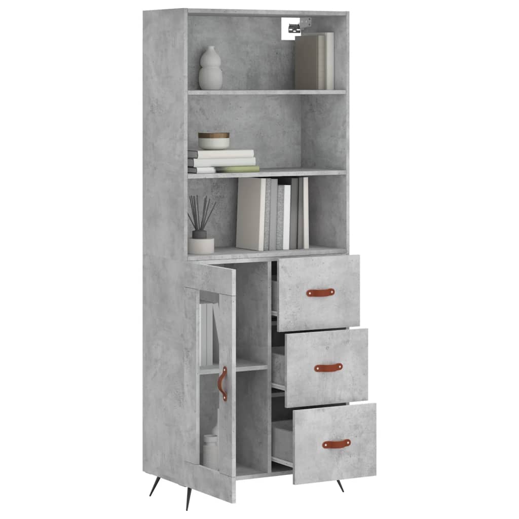 Image Buffet haut Gris béton 69,5x34x180 cm Bois d'ingénierie | Xios Store SNC vidaXL Xios Store SNC