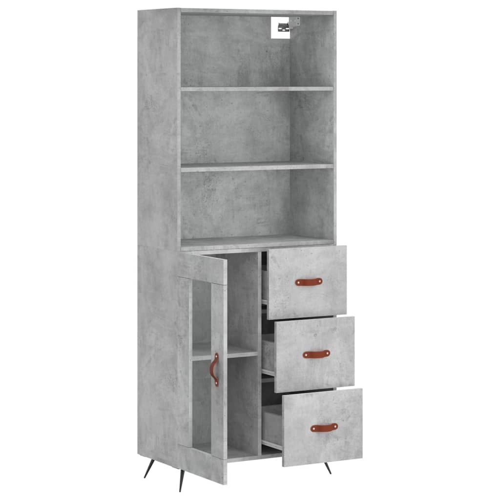 Image Buffet haut Gris béton 69,5x34x180 cm Bois d'ingénierie | Xios Store SNC vidaXL Xios Store SNC