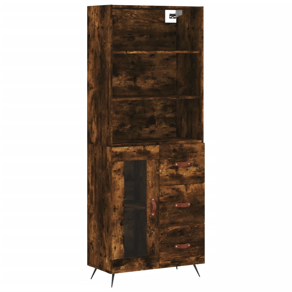 Image Buffet haut Chêne fumé 69,5x34x180 cm Bois d'ingénierie | Xios Store SNC vidaXL Xios Store SNC