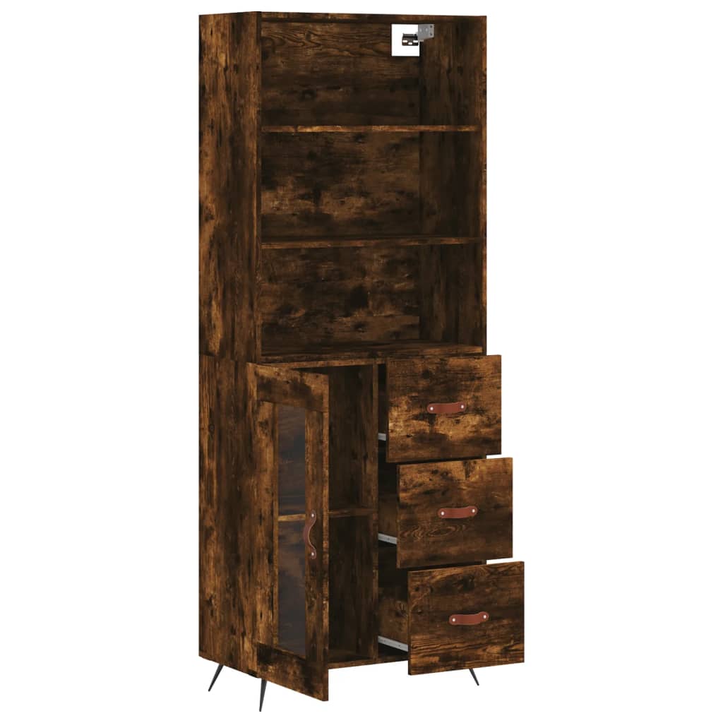 Image Buffet haut Chêne fumé 69,5x34x180 cm Bois d'ingénierie | Xios Store SNC vidaXL Xios Store SNC