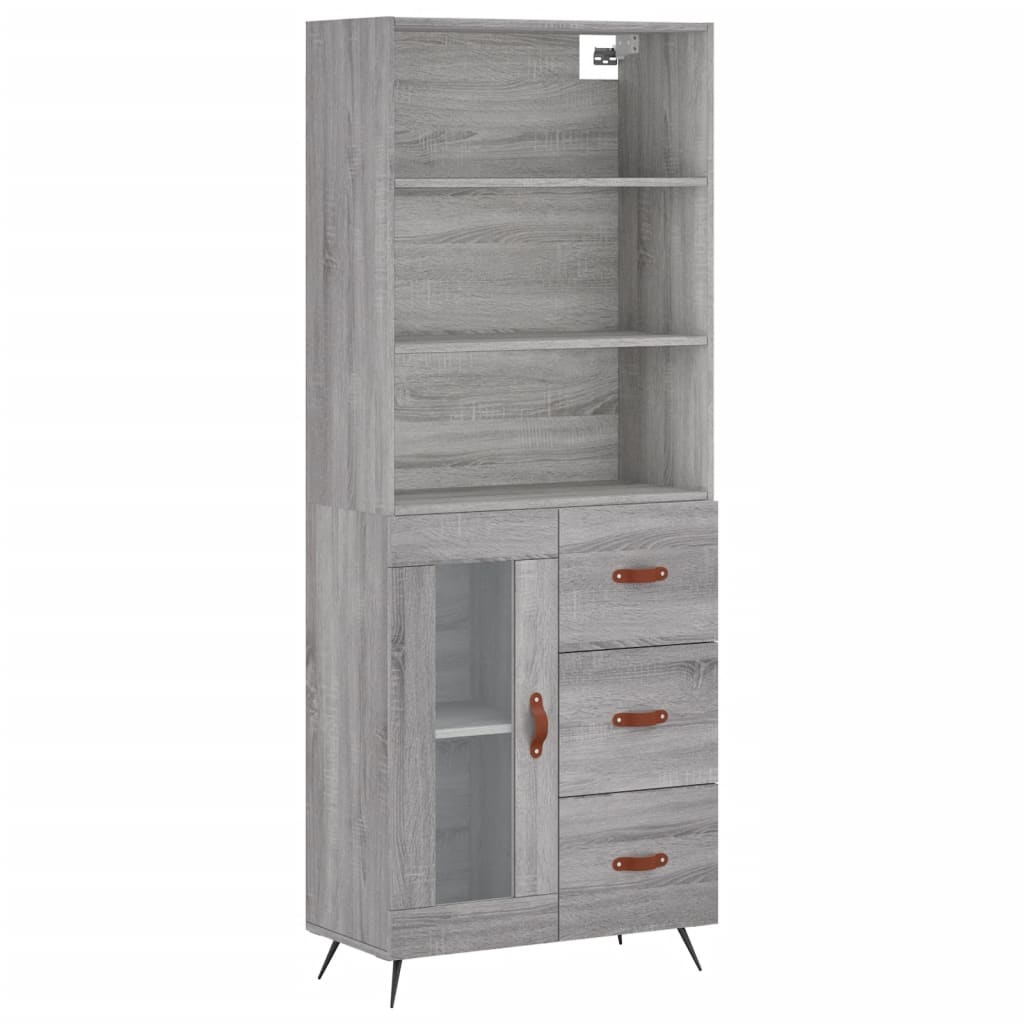 Image Buffet haut Sonoma gris 69,5x34x180 cm Bois d'ingénierie | Xios Store SNC vidaXL Xios Store SNC