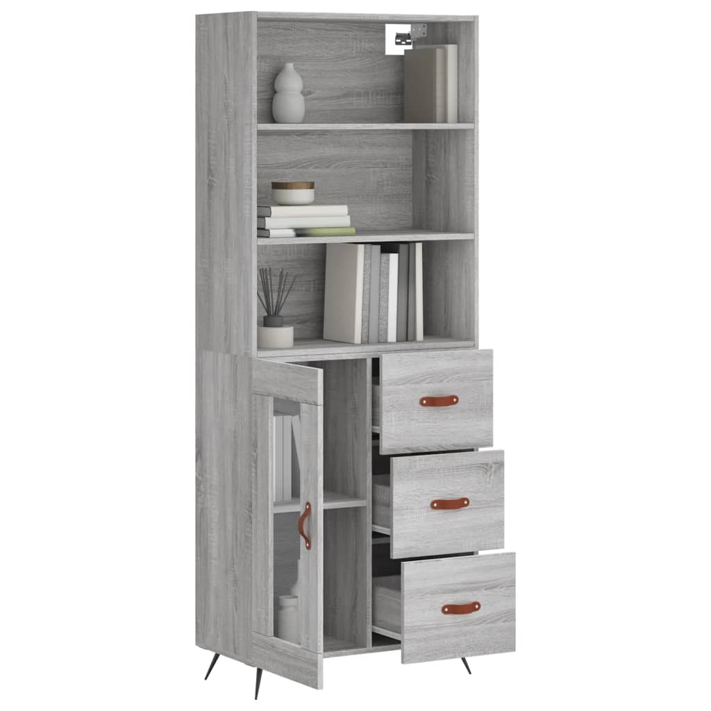 Image Buffet haut Sonoma gris 69,5x34x180 cm Bois d'ingénierie | Xios Store SNC vidaXL Xios Store SNC