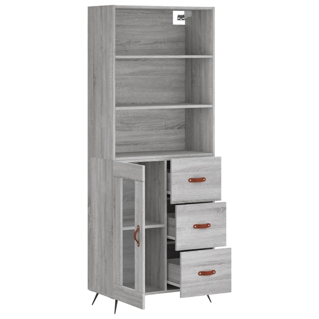 Image Buffet haut Sonoma gris 69,5x34x180 cm Bois d'ingénierie | Xios Store SNC vidaXL Xios Store SNC