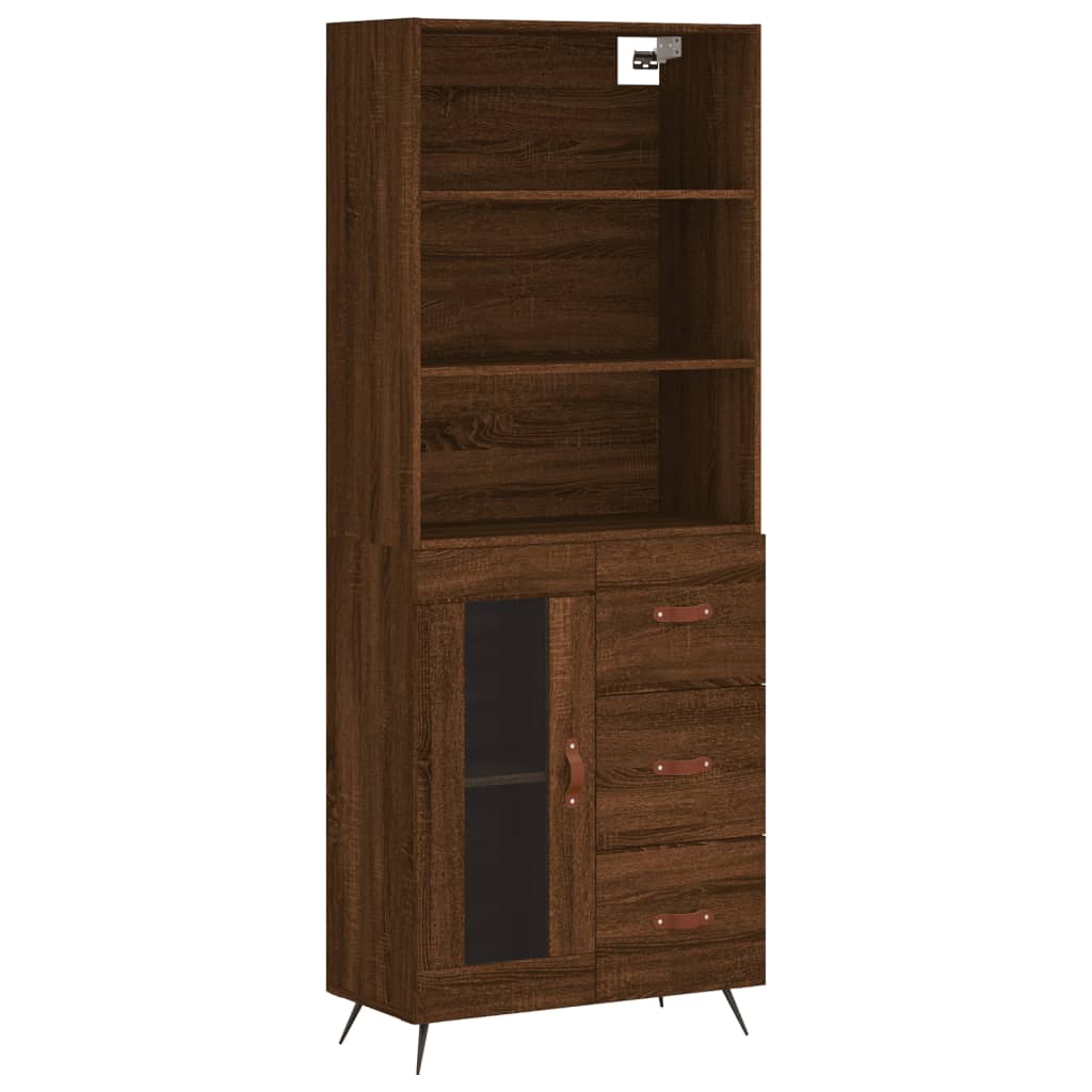 Image Buffet haut Chêne marron 69,5x34x180 cm Bois d'ingénierie | Xios Store SNC vidaXL Xios Store SNC