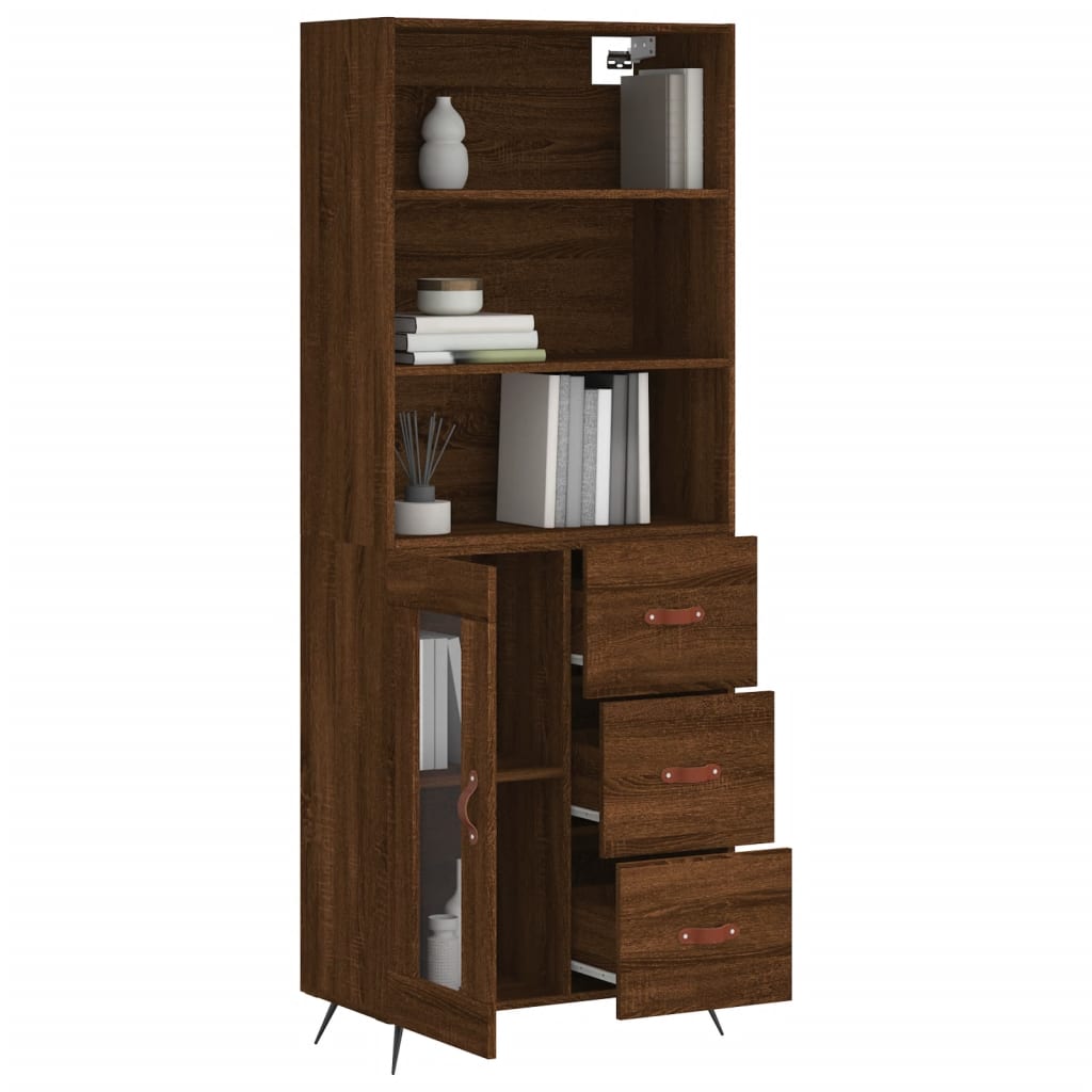 Image Buffet haut Chêne marron 69,5x34x180 cm Bois d'ingénierie | Xios Store SNC vidaXL Xios Store SNC