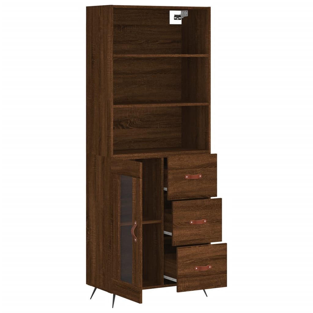 Image Buffet haut Chêne marron 69,5x34x180 cm Bois d'ingénierie | Xios Store SNC vidaXL Xios Store SNC