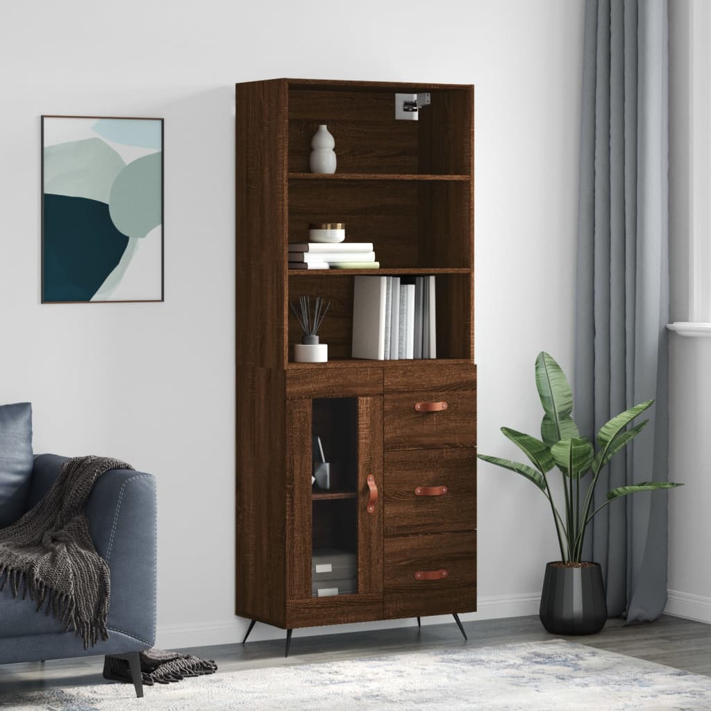 Image Buffet haut Chêne marron 69,5x34x180 cm Bois d'ingénierie | Xios Store SNC vidaXL Xios Store SNC