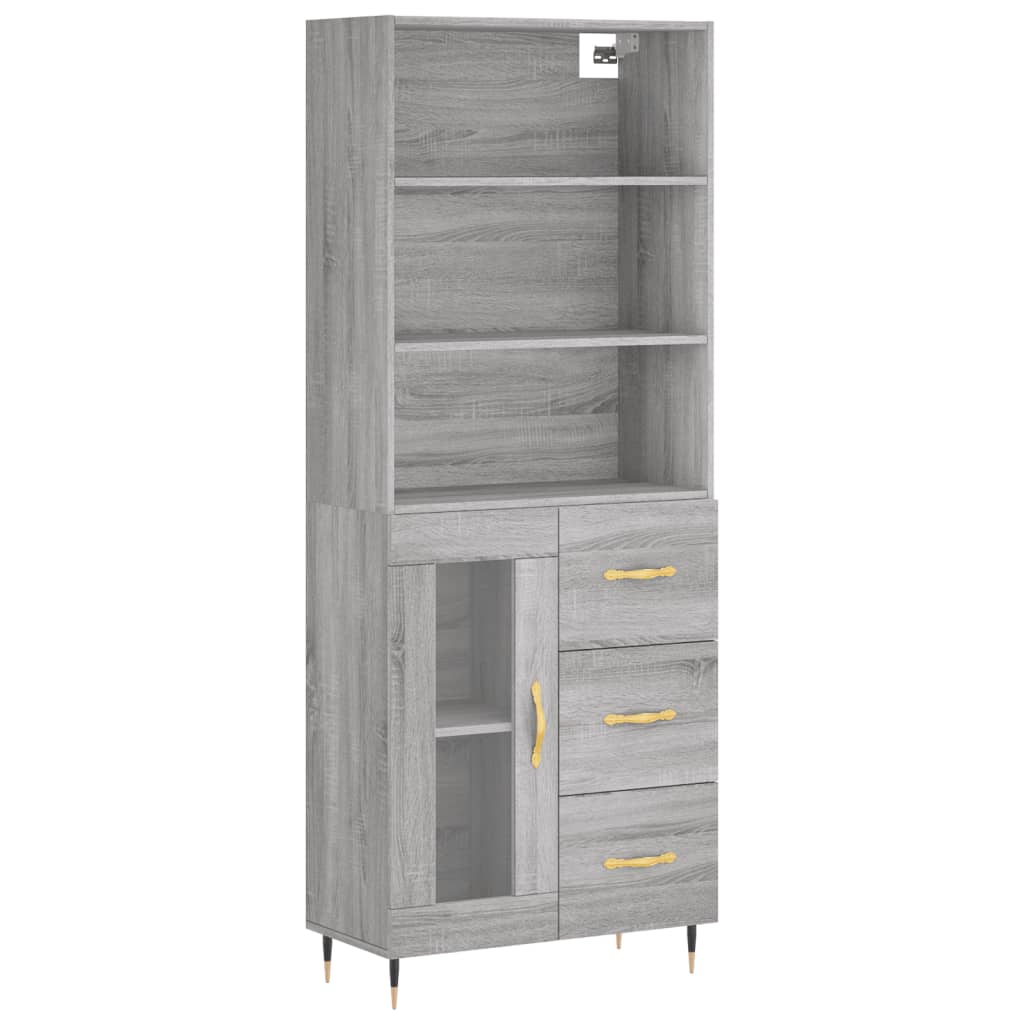 Image Buffet haut Sonoma gris 69,5x34x180 cm Bois d'ingénierie | Xios Store SNC vidaXL Xios Store SNC