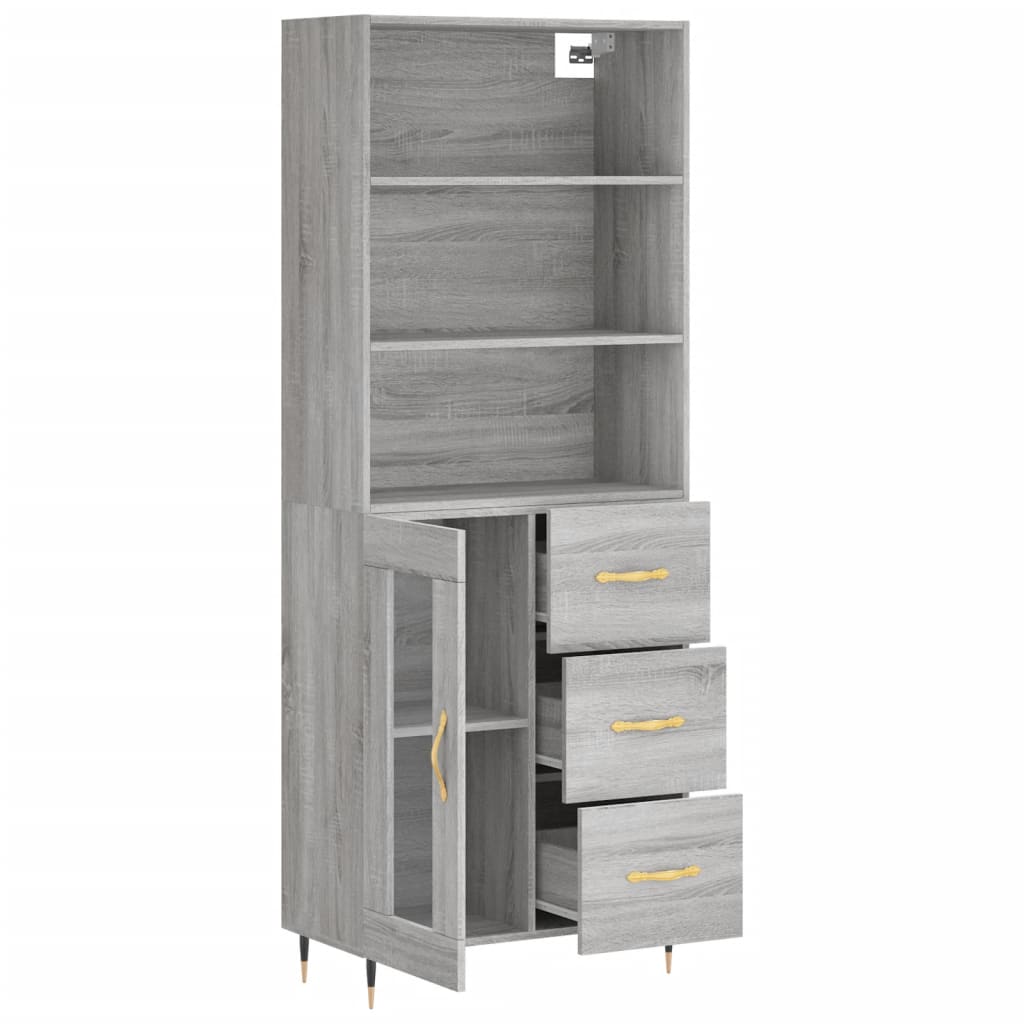 Image Buffet haut Sonoma gris 69,5x34x180 cm Bois d'ingénierie | Xios Store SNC vidaXL Xios Store SNC