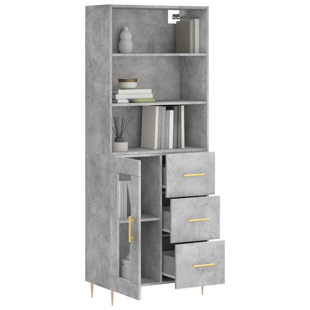 Image Buffet haut Gris béton 69,5x34x180 cm Bois d'ingénierie | Xios Store SNC vidaXL Xios Store SNC