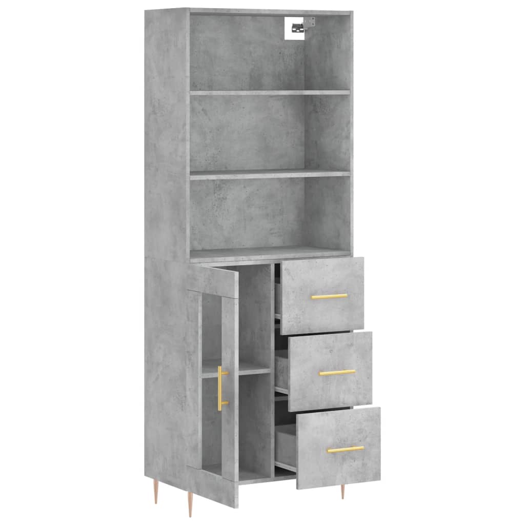 Image Buffet haut Gris béton 69,5x34x180 cm Bois d'ingénierie | Xios Store SNC vidaXL Xios Store SNC