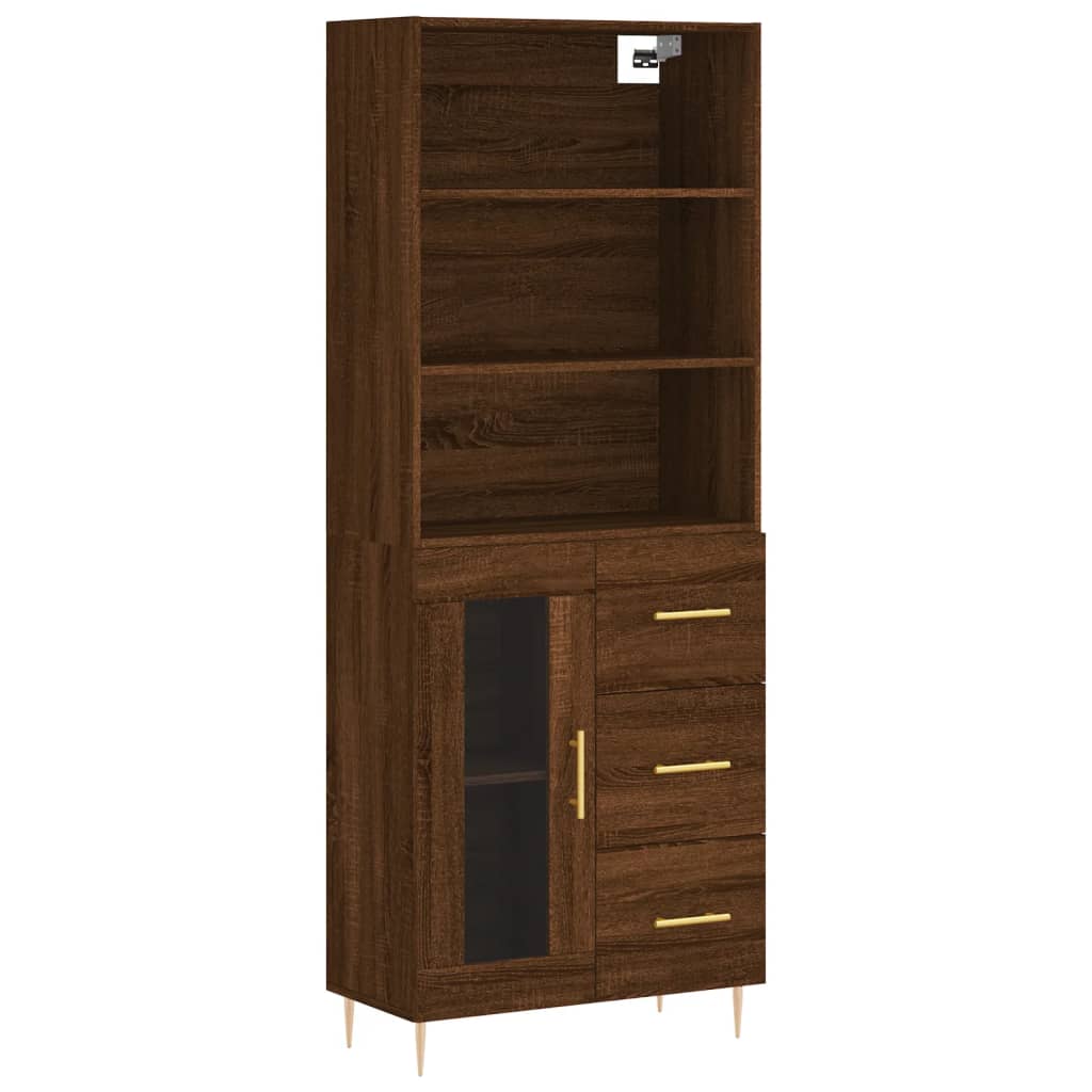 Image Buffet haut Chêne marron 69,5x34x180 cm Bois d'ingénierie | Xios Store SNC vidaXL Xios Store SNC