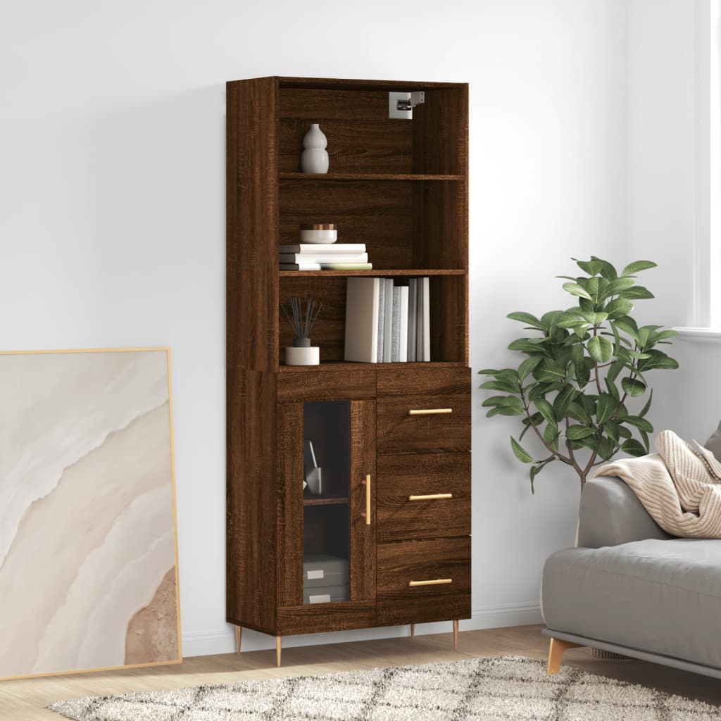 Image Buffet haut Chêne marron 69,5x34x180 cm Bois d'ingénierie | Xios Store SNC vidaXL Xios Store SNC